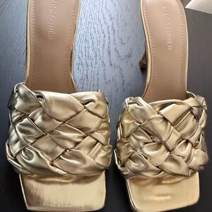 Marc Fisher Metallic Gold Heeled Sandals